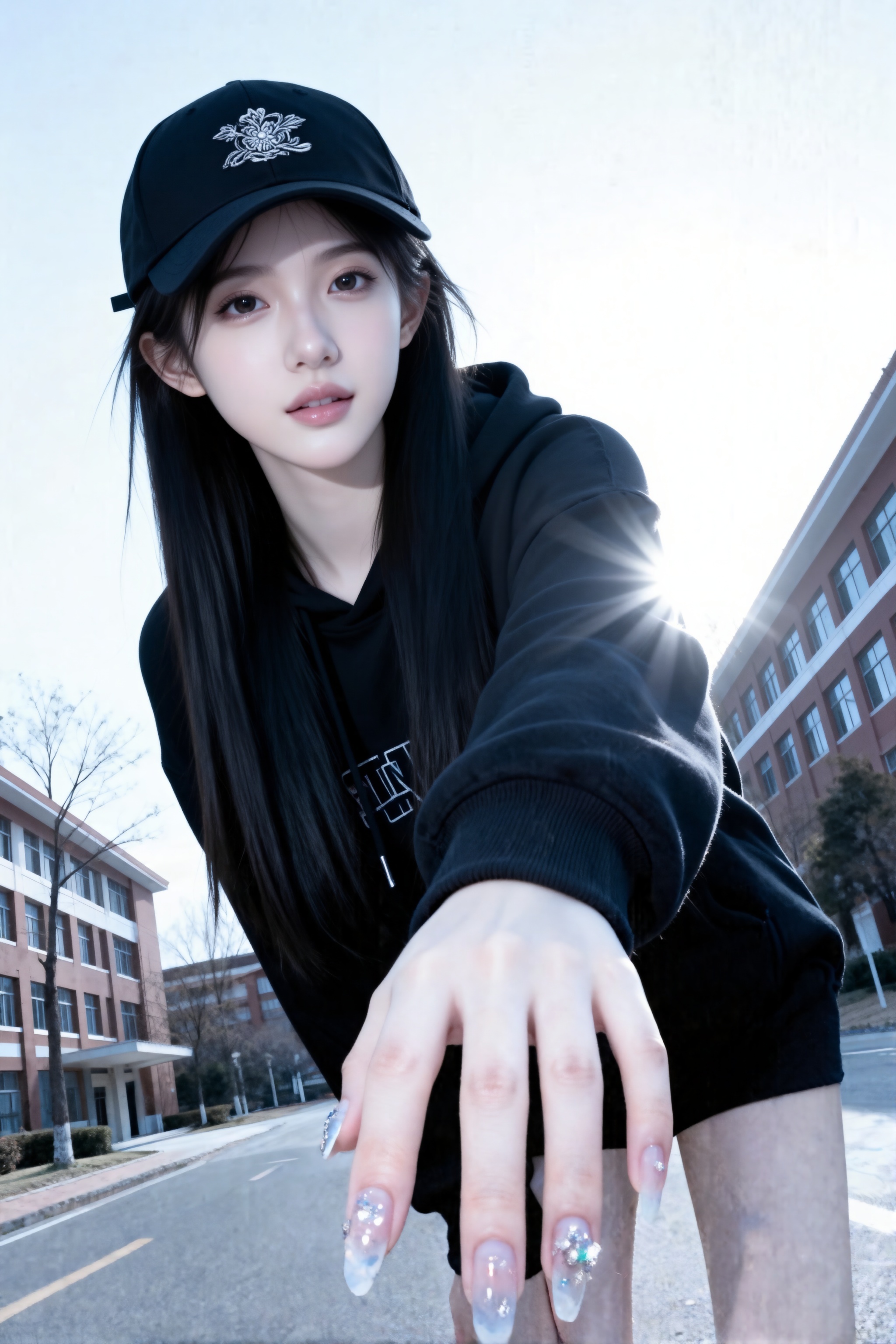 9:16竖版,  32K超高清校园街头广角近景人像,  手机广角低角度仰拍随手抓拍 by AI爱好者 on Tensor.Art