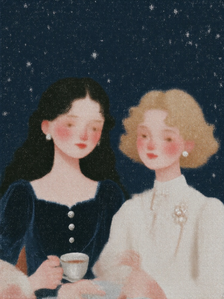 Qwen‑image 复古金闪颗粒质感少女插画 by 小狗宾利 on Tensor.Art
