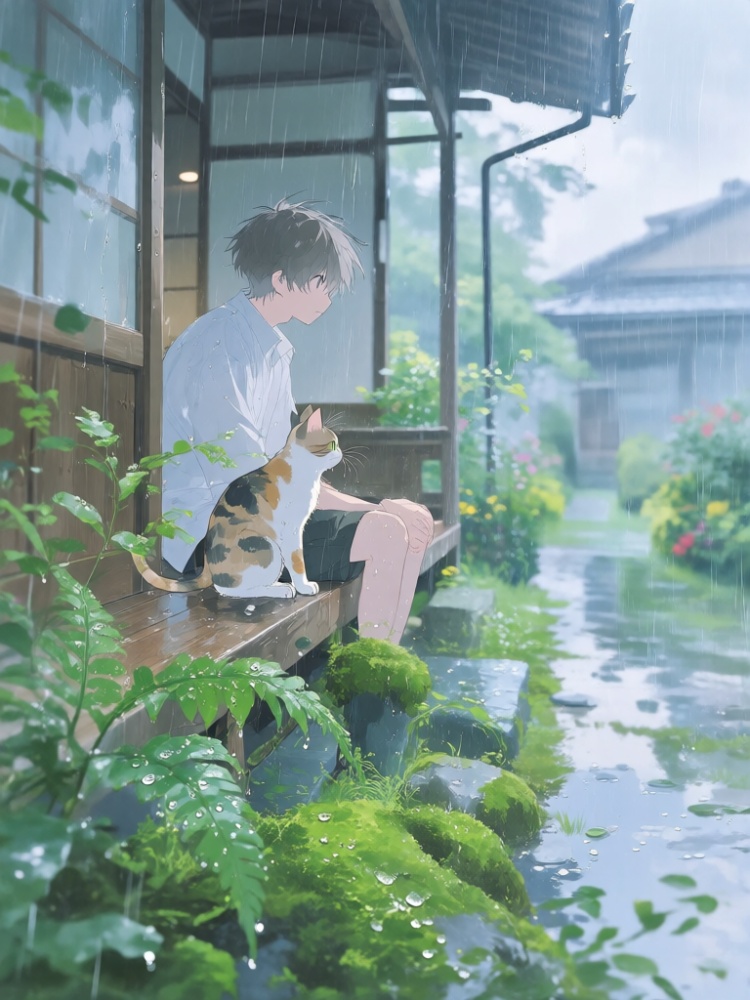 Qwen‑image 夏日清透蓝绿水彩少年插画 by 小狗宾利 on Tensor.Art