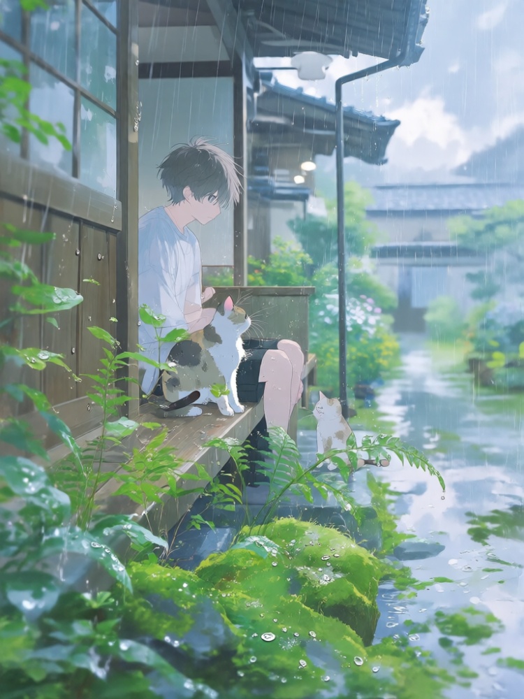 Qwen‑image 夏日清透蓝绿水彩少年插画 by 小狗宾利 on Tensor.Art