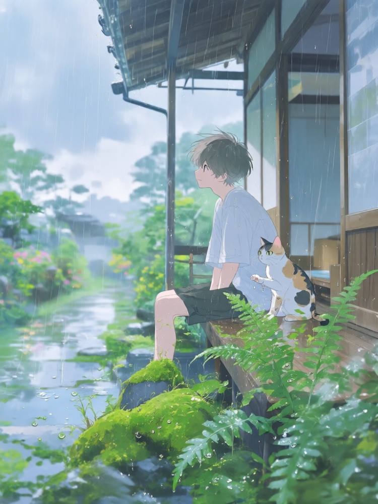 Qwen‑image 夏日清透蓝绿水彩少年插画 by 小狗宾利 on Tensor.Art