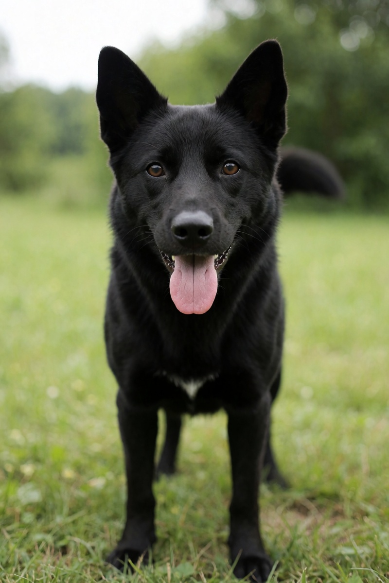 outdoor,  front view,  black dog on Tensor.Art