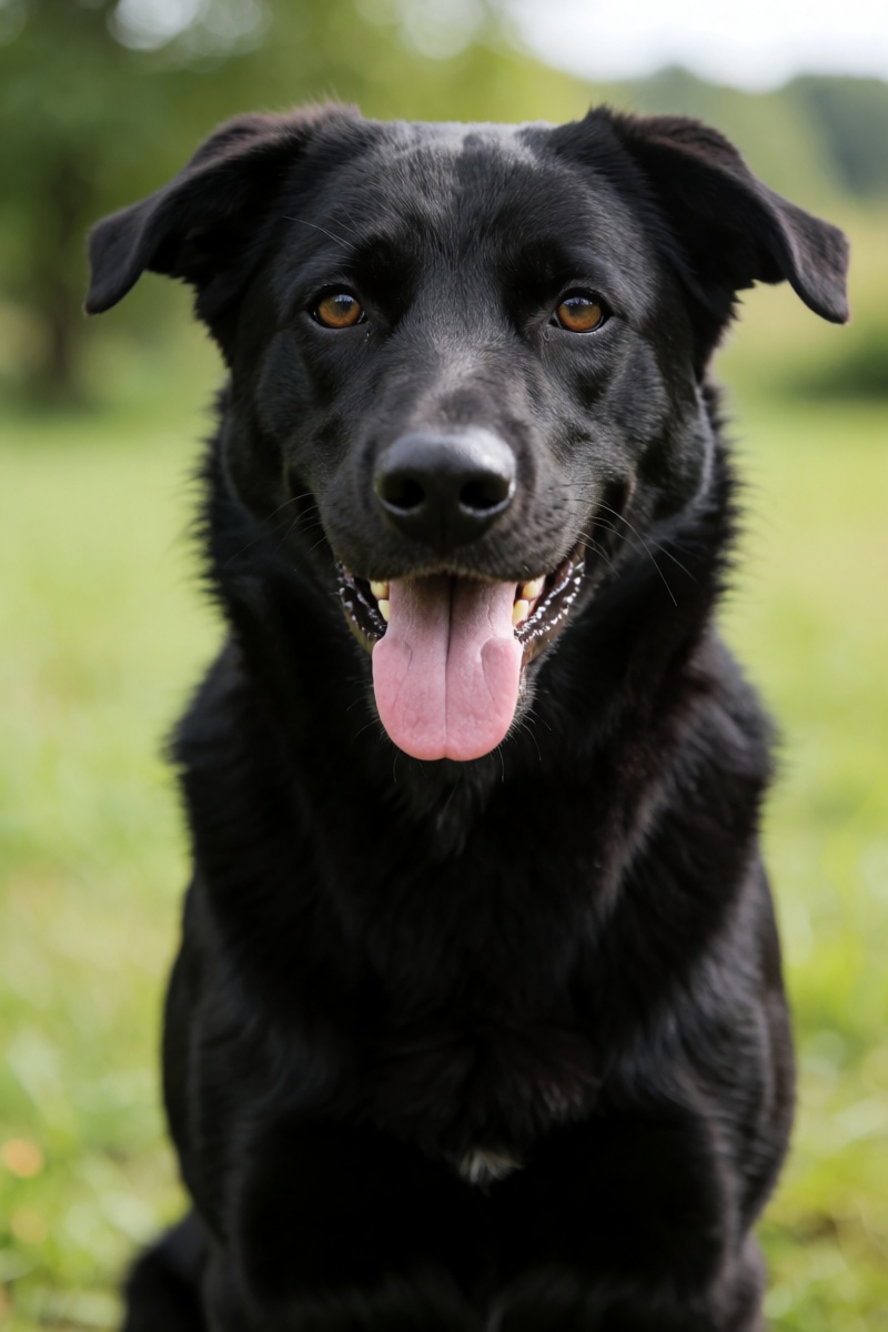 outdoor,  front view,  black dog on Tensor.Art