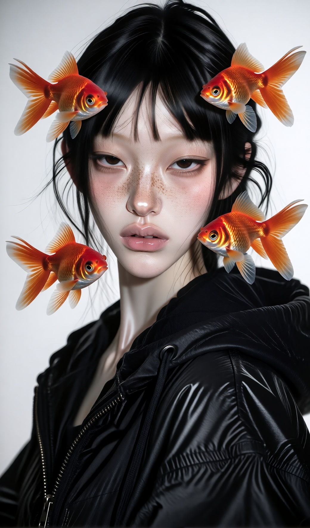 avant-garde surreal portrait,  beautiful young Asian woman,  delicate features on Tensor.Art