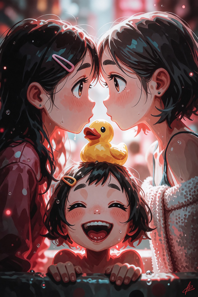 2girls,  ass,  black hair on Tensor.Art