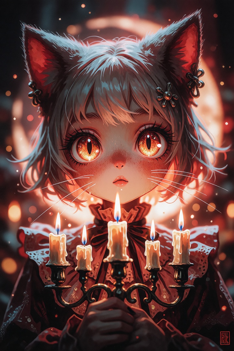cat girl,  big eyes,  orange eyes on Tensor.Art