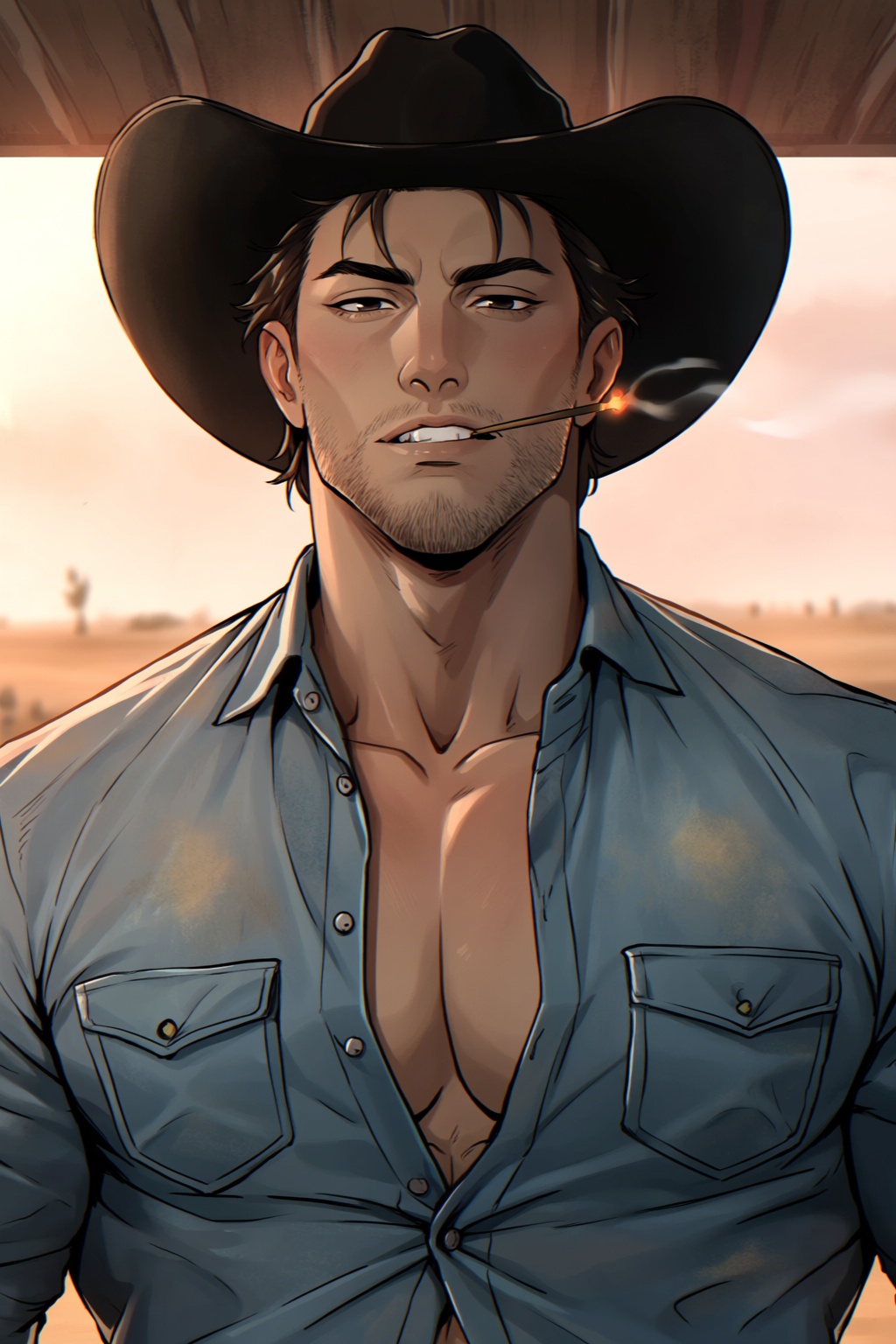 highres,  absurdres,  @teaforgods 12. A close-up chest-up shot of a rugged on Tensor.Art
