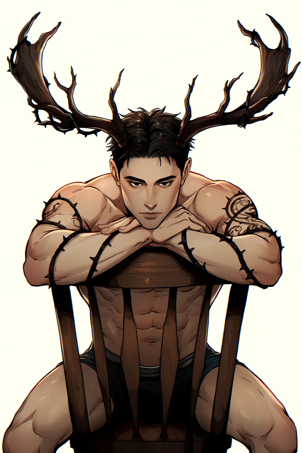 highres,  absurdres,  @teaforgods A highly detailed illustration of a shirtless man with prominent on Tensor.Art