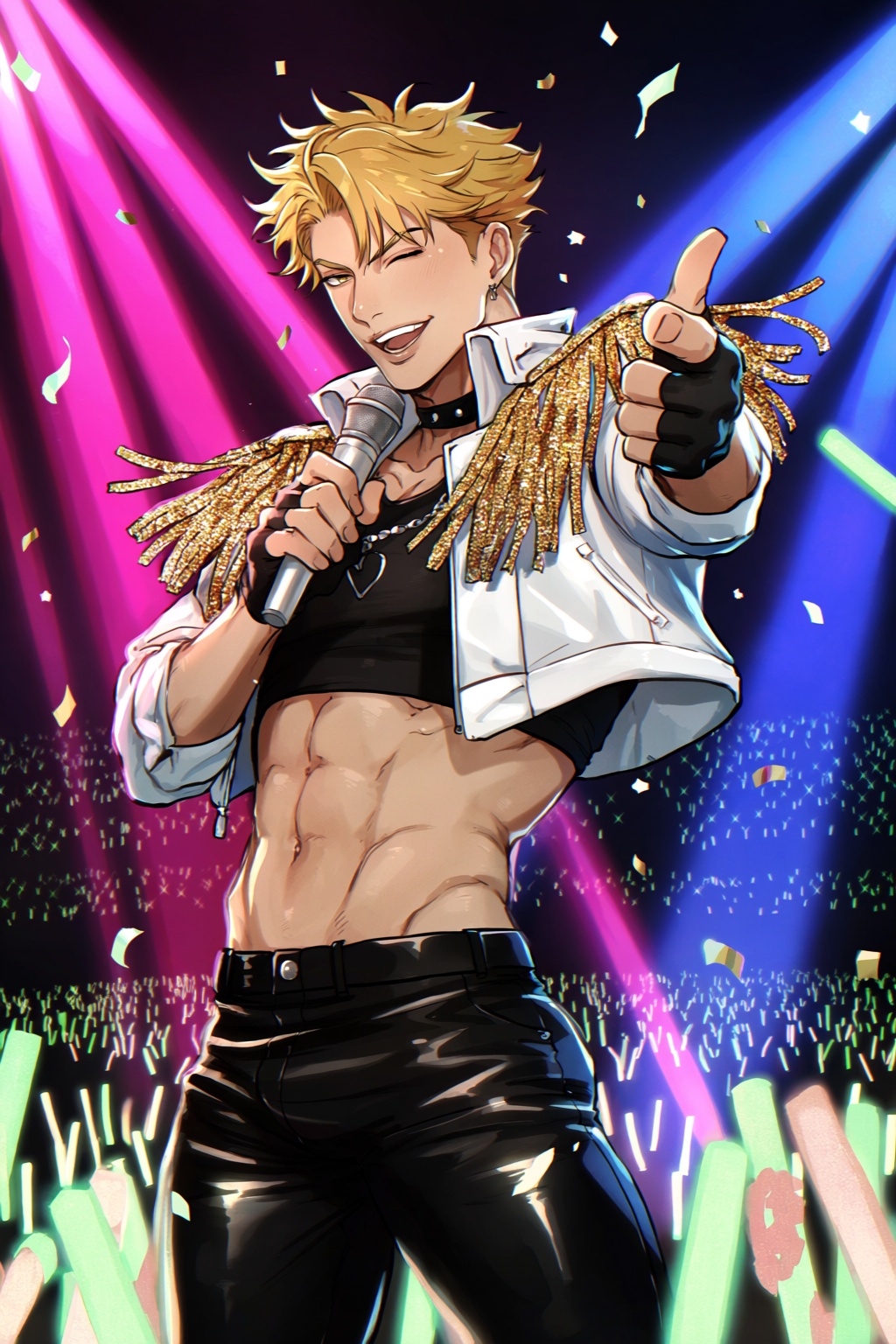 highres,  absurdres,  @teaforgods A charismatic young man with spiky on Tensor.Art