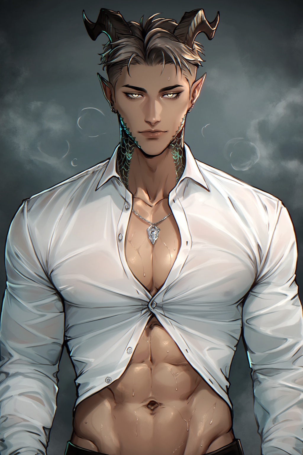 highres,  absurdres,  @teaforgods A striking young man with subtle draconic features on Tensor.Art