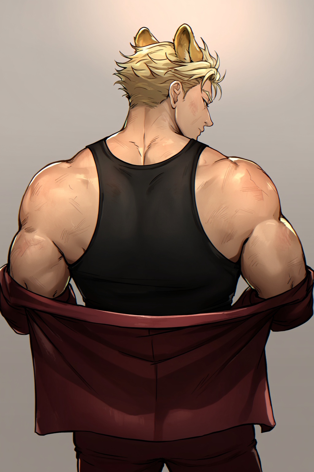 highres,  absurdres,  @teaforgods A muscular male figure with spiky blonde hair and large on Tensor.Art