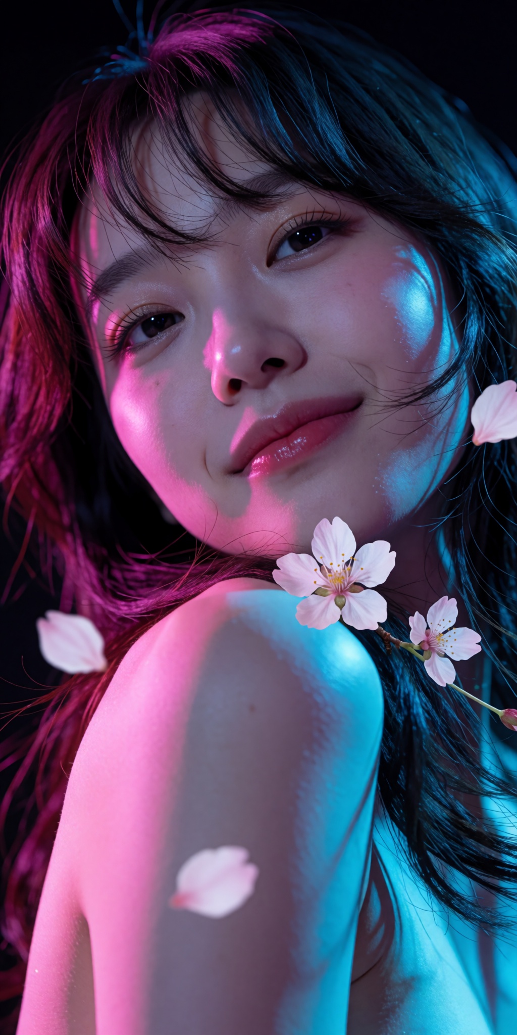 An ultra-realistic cinematic high-fashion photograph captured from an extreme low-angle tilt looking upward from waist lev...