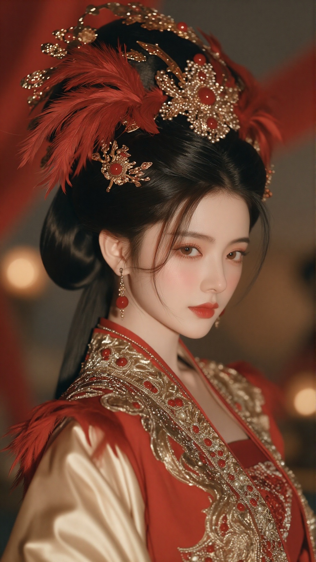 photograph of an east asian woman with fair skin and delicate features,  wearing traditional chinese imperial attire,  she...