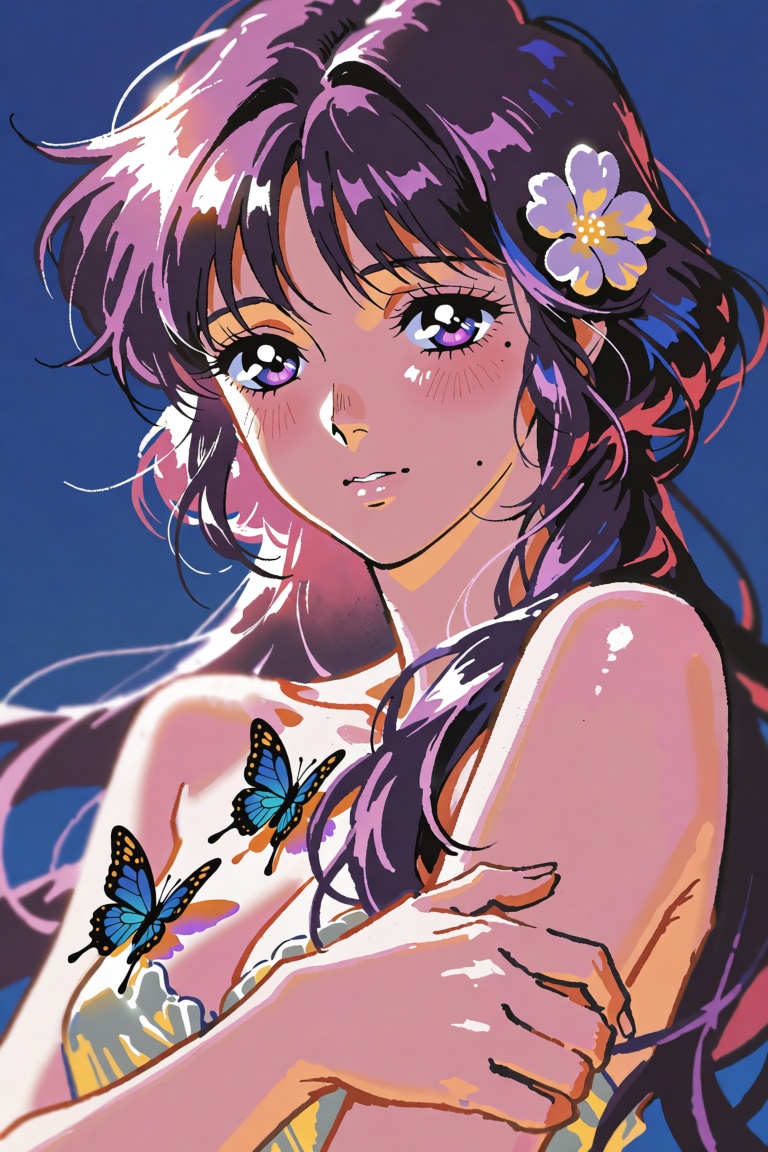 (Emphasize a blend of anime aesthetics with painterly digital rendering techniques)),  the use of light and shadow creates...