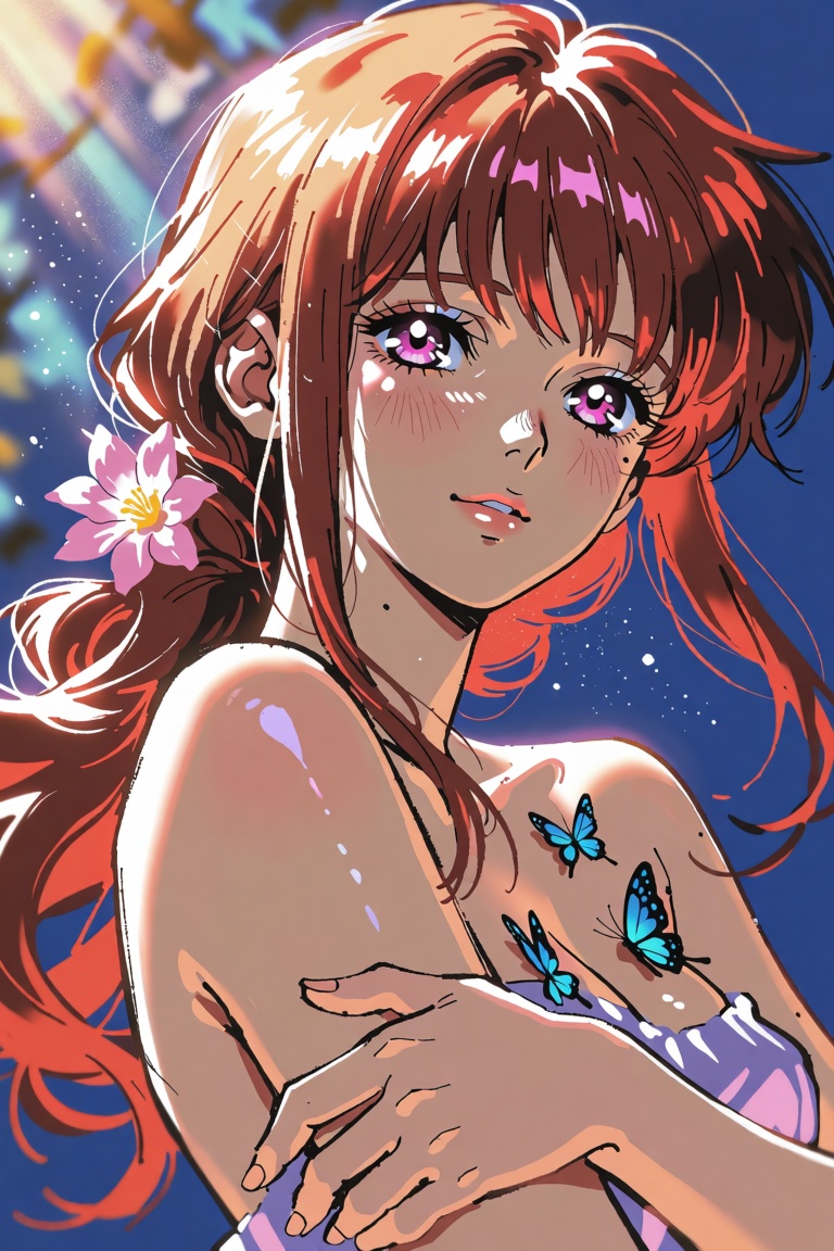 (Emphasize a blend of anime aesthetics with painterly digital rendering techniques)),  the use of light and shadow creates...
