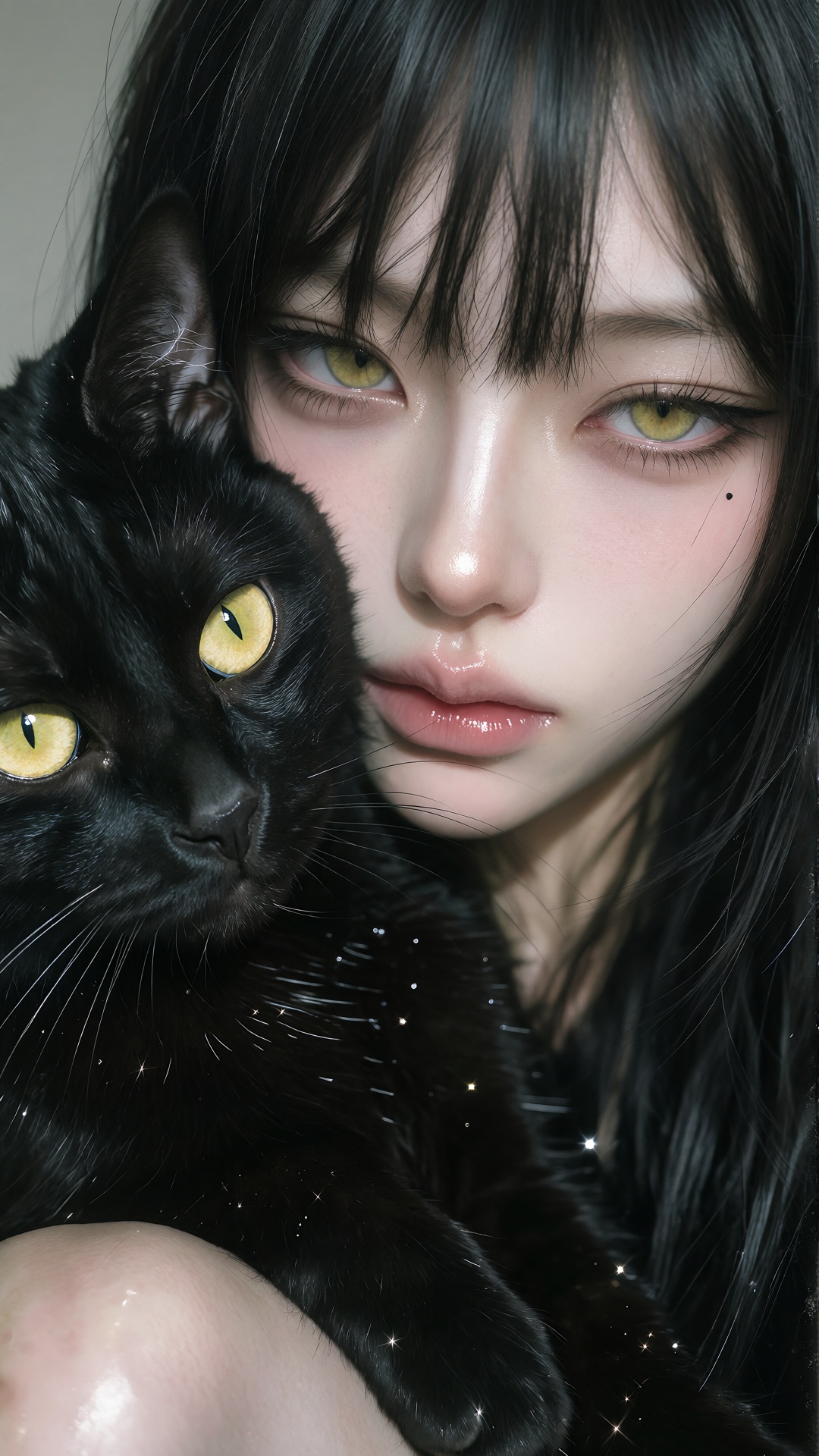 Detailed reference description (English,  structured by category) Overall composition / framing Tight close-up portrait,...