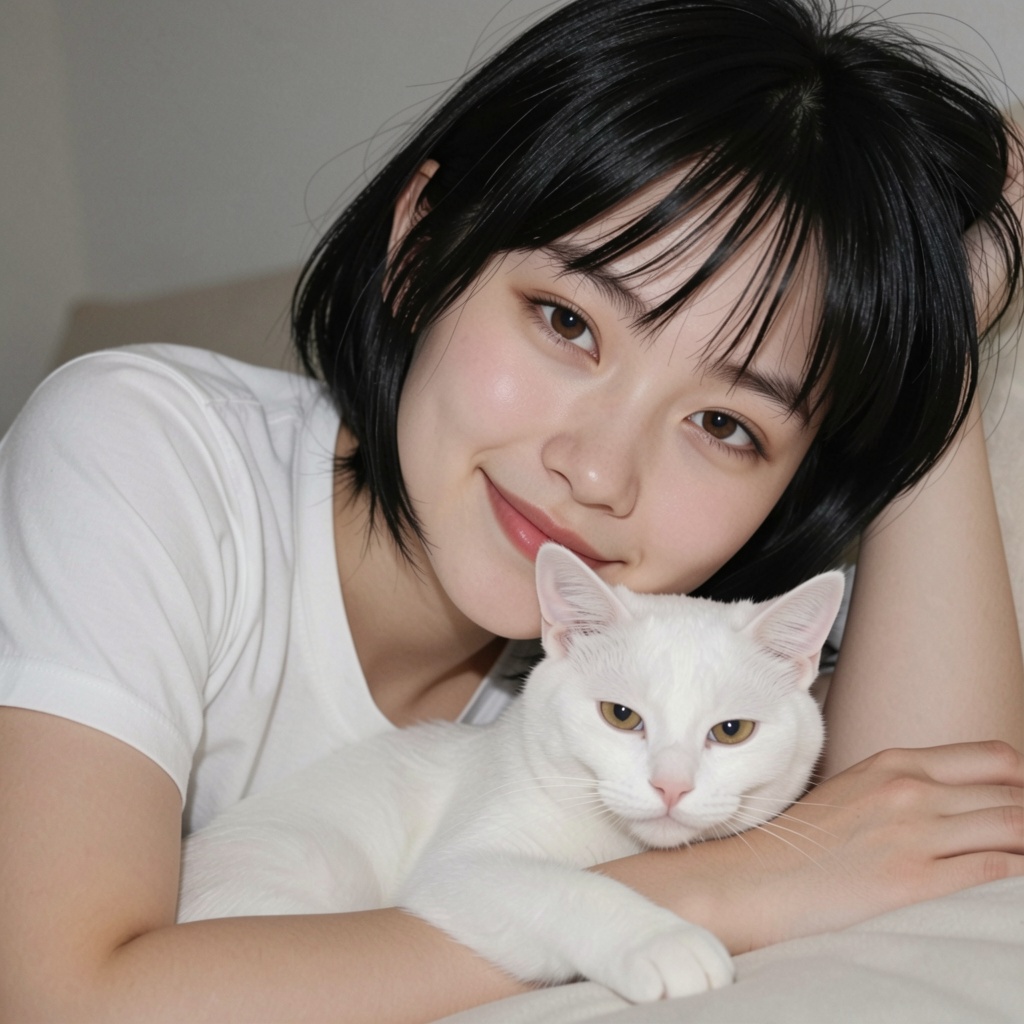 ******* photo,  1girl,  black hair on Tensor.Art