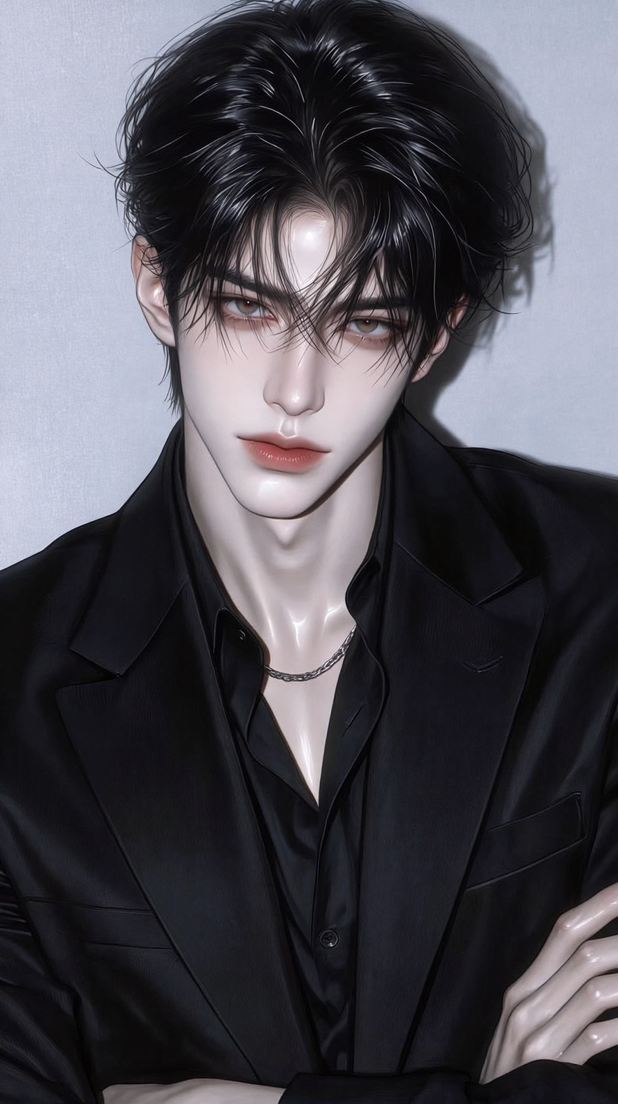 (Highly refined art style) 1male,  solo,  delicate brushwork. An illustration presents a young man with sharp on Tensor.Art