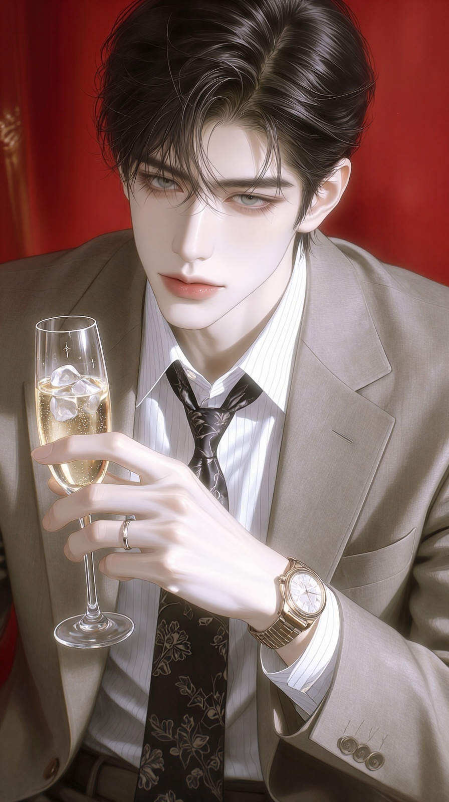 (Highly refined art style) 1male,  solo,  delicate brushwork. In this vertically oriented digital illustration on Tensor.Art