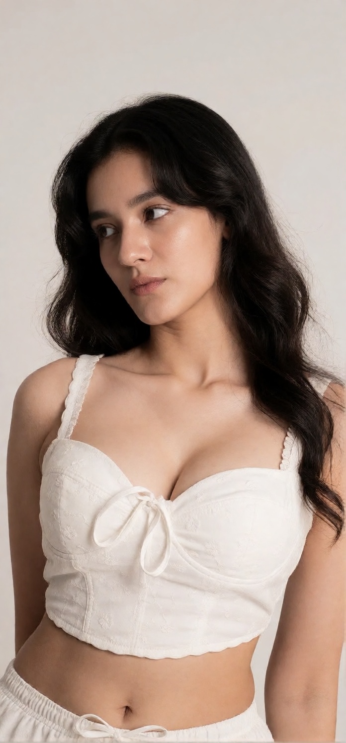 Navel show sexy pose,  South Asian,  enormous bust on Tensor.Art