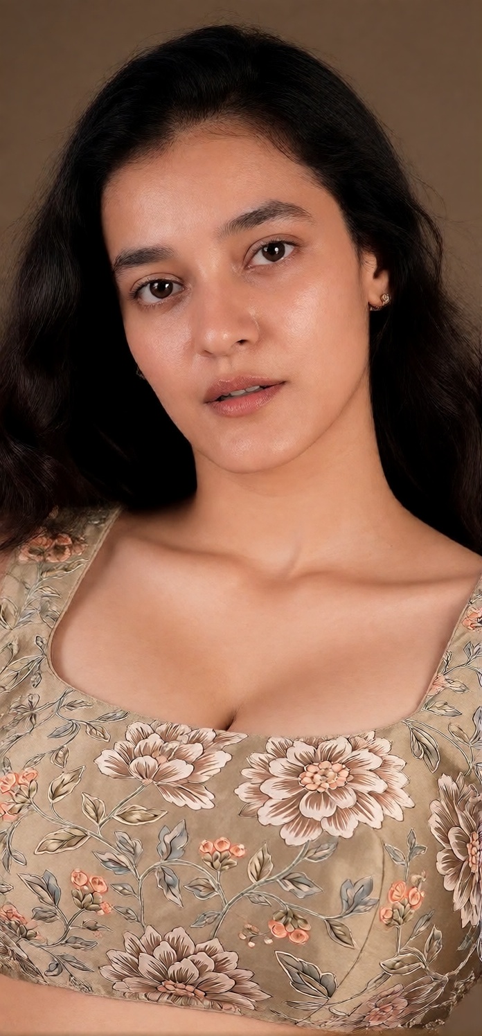 Navel show sexy pose,  South Asian,  enormous bust on Tensor.Art