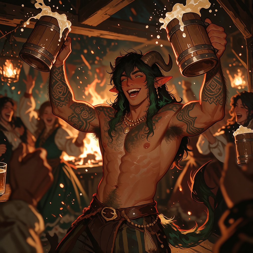 (1 *****,  solo male character,  demihuman satyr on Tensor.Art