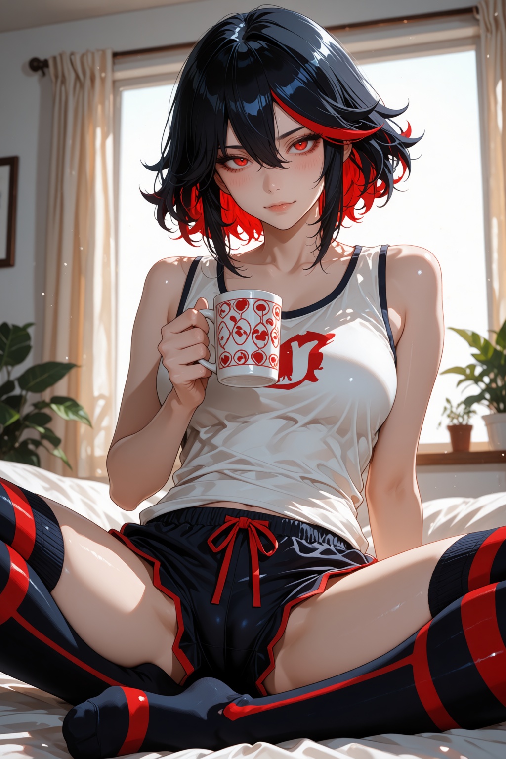 Ryuko Matoi from Kill la Kill,  ***** woman,  solo. Short messy black hair with a red streak on Tensor.Art