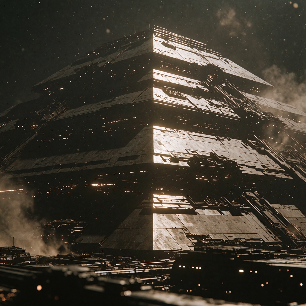 Dystopian Future,  1982 science-fiction cinematic still,  monumental corporate architecture composition on Tensor.Art