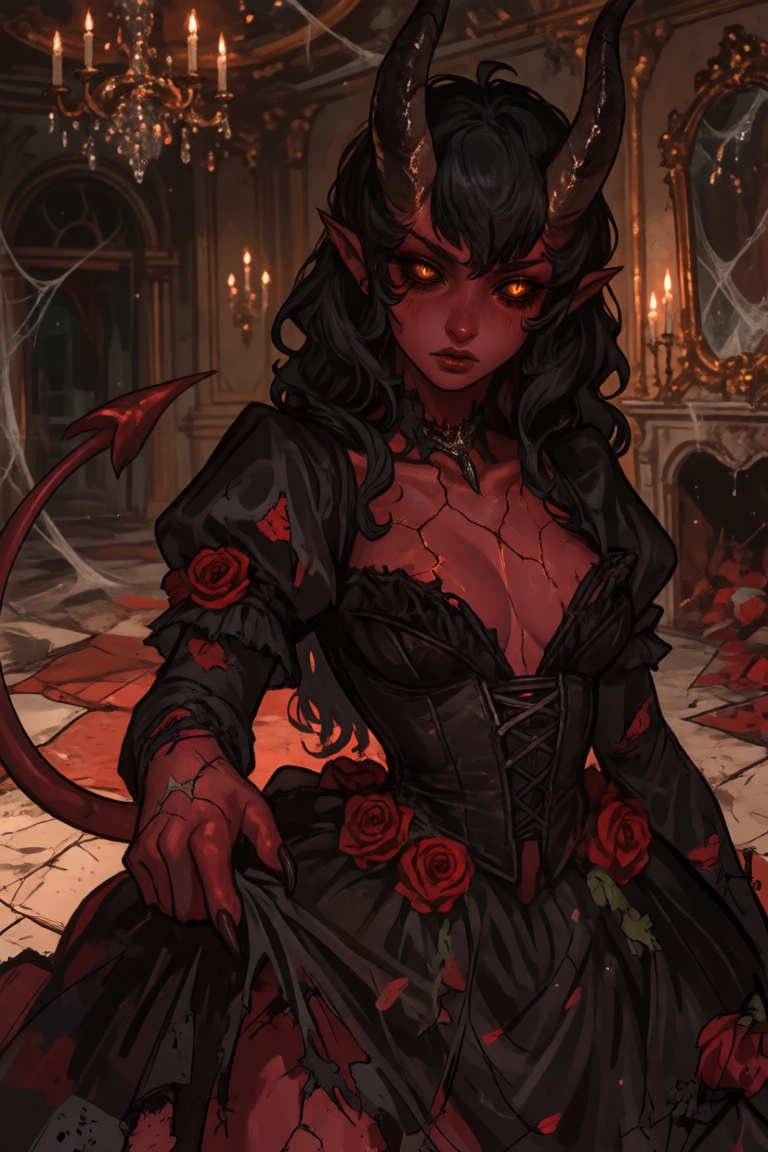 (1 *****,  solo female character,  demihuman tiefling on Tensor.Art