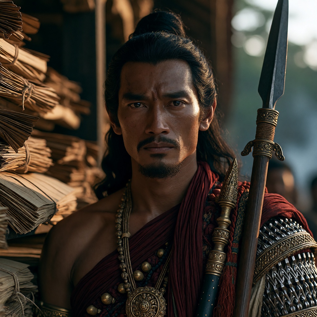 14th century Javanese Hindu Buddhist eastern Java kingdom. SAKA,  24 year old man,  hunter turned warrior general king. Lo...