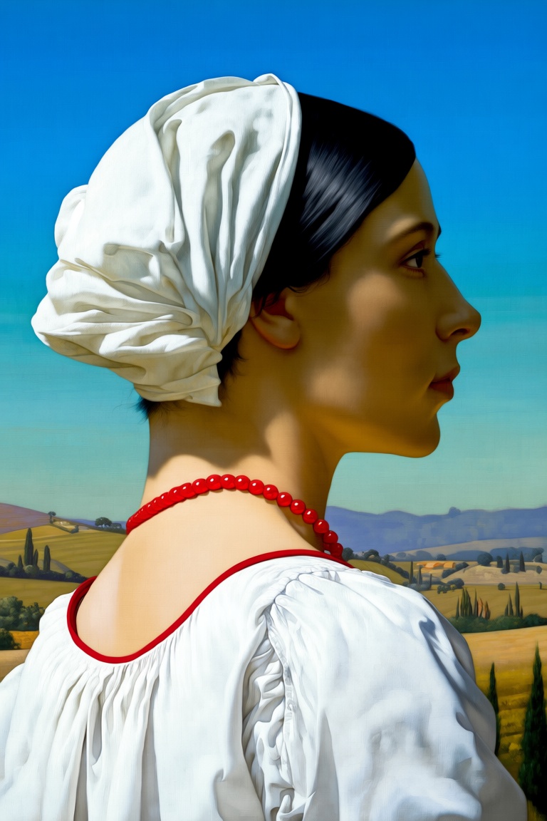 @g3r0m3 Medium & Style: Oil on canvas,  Academic Realism / Neoclassical influence — smooth,  refined finish on Tensor.Art