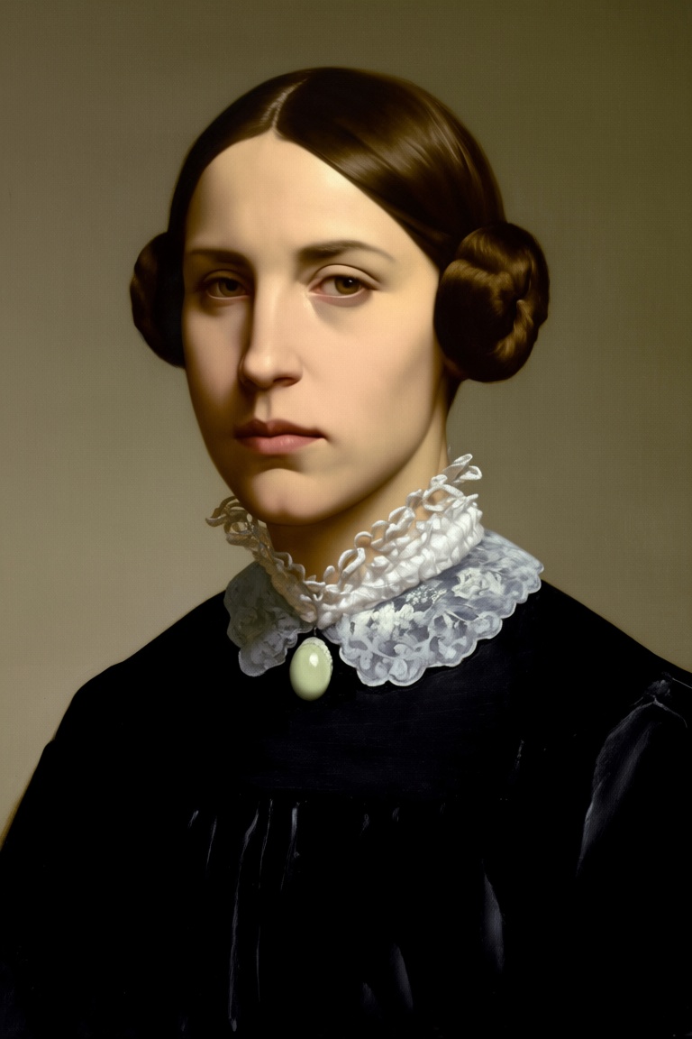 @g3r0m3 Style: 19th-century Academic / Realist portrait oil painting Composition: Bust-length,  formal frontal portrait Pa...