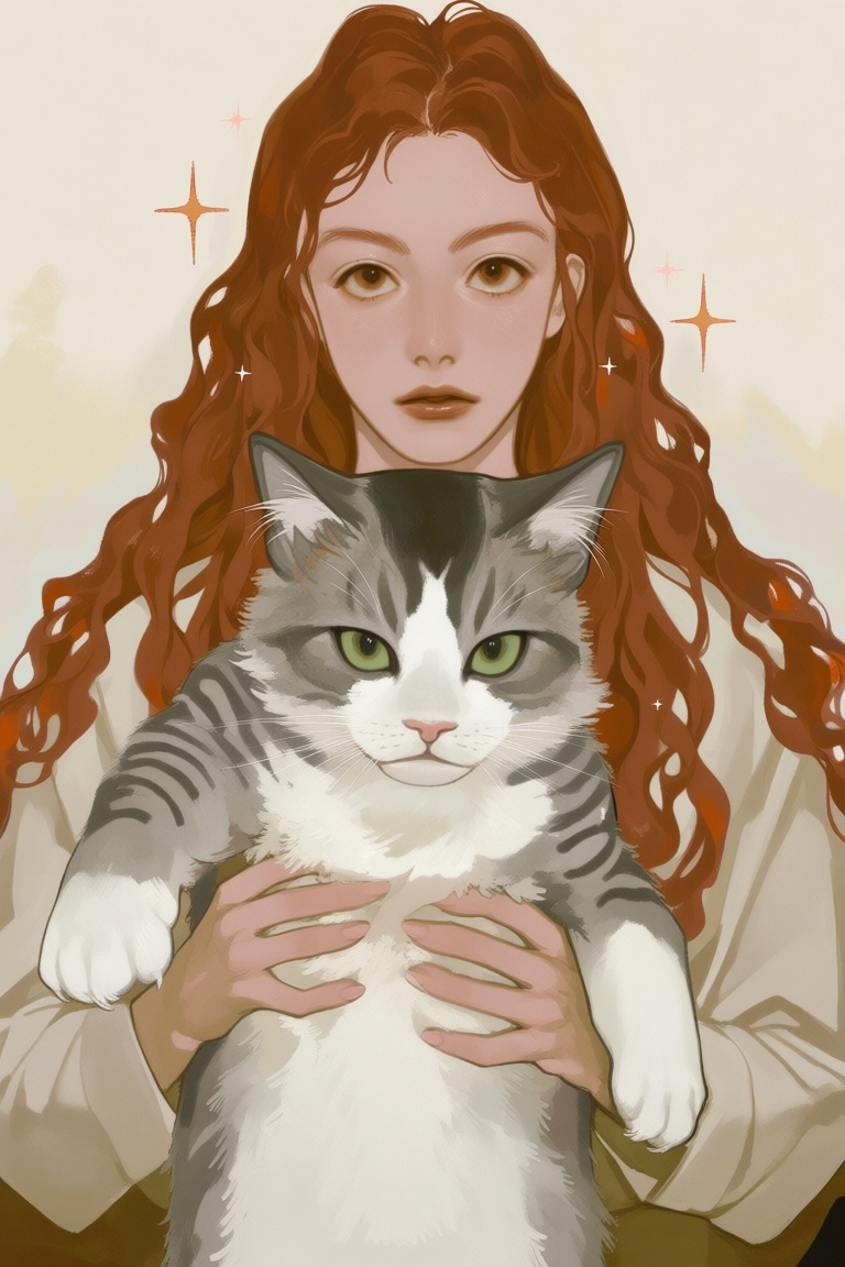 The image depicts a person with long,  wavy,  reddish-brown hair on Tensor.Art