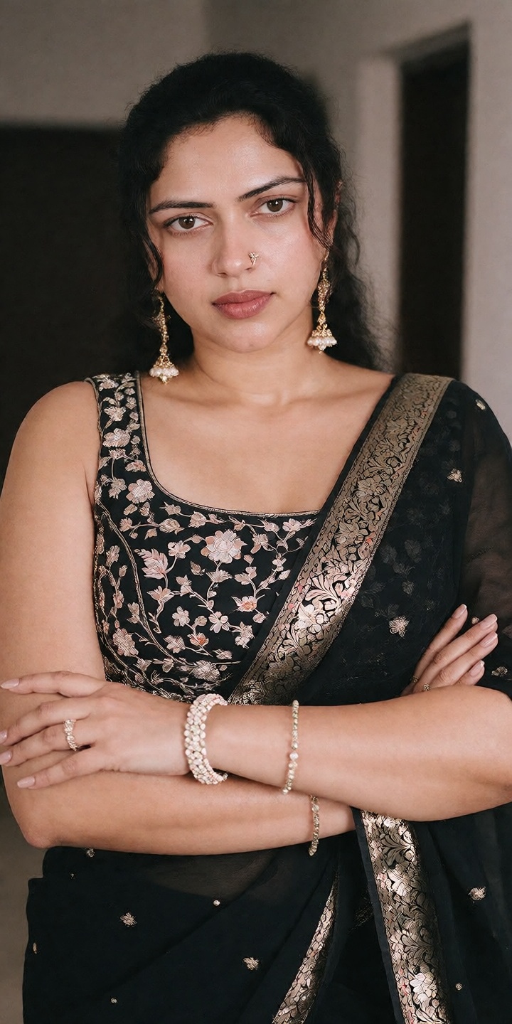 Low angle A Mallu dark woman,  hourglass figure,  perfect body structure on Tensor.Art