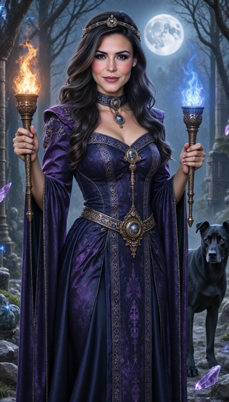 A mesmerizing photorealistic portrait of Hecate,  ancient Greek goddess of magic,  night and crossroads on Tensor.Art