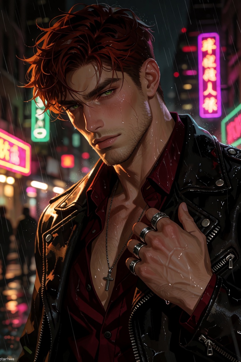 handsome ***** man,  tousled auburn hair,  green eyes on Tensor.Art