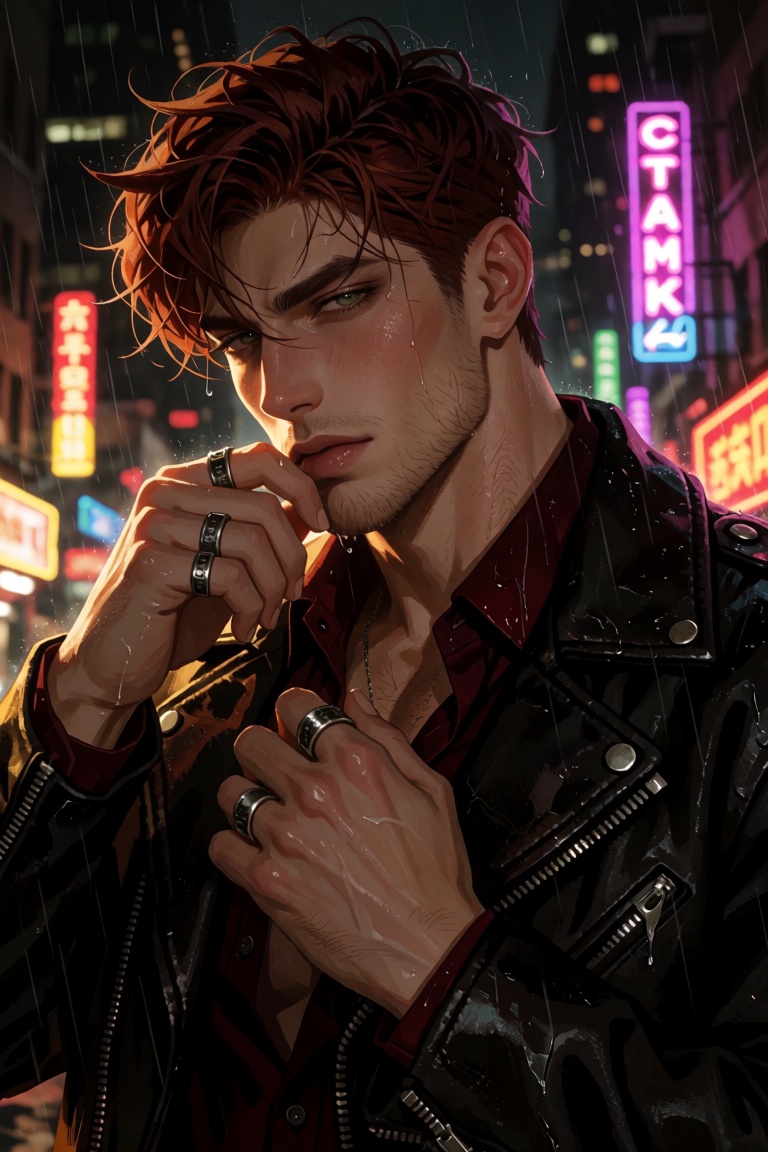 handsome ***** man,  tousled auburn hair,  green eyes on Tensor.Art