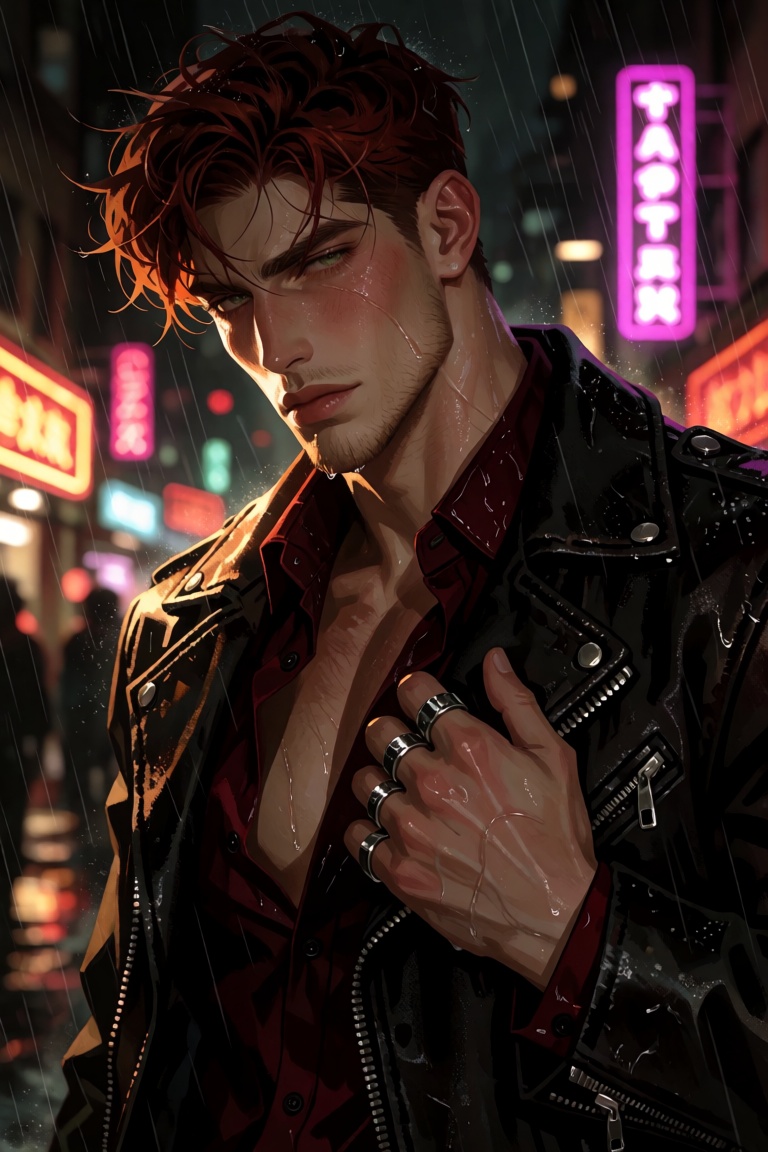handsome ***** man,  tousled auburn hair,  green eyes on Tensor.Art