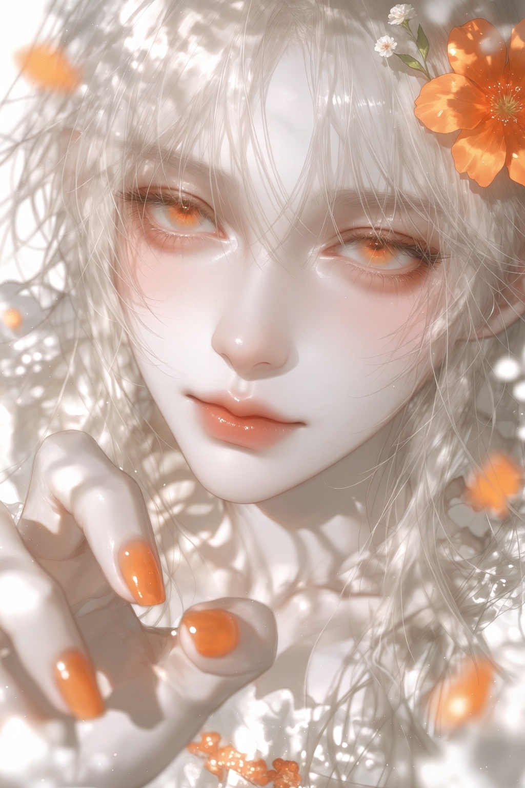 1girl,  solo,  orange eyes on Tensor.Art