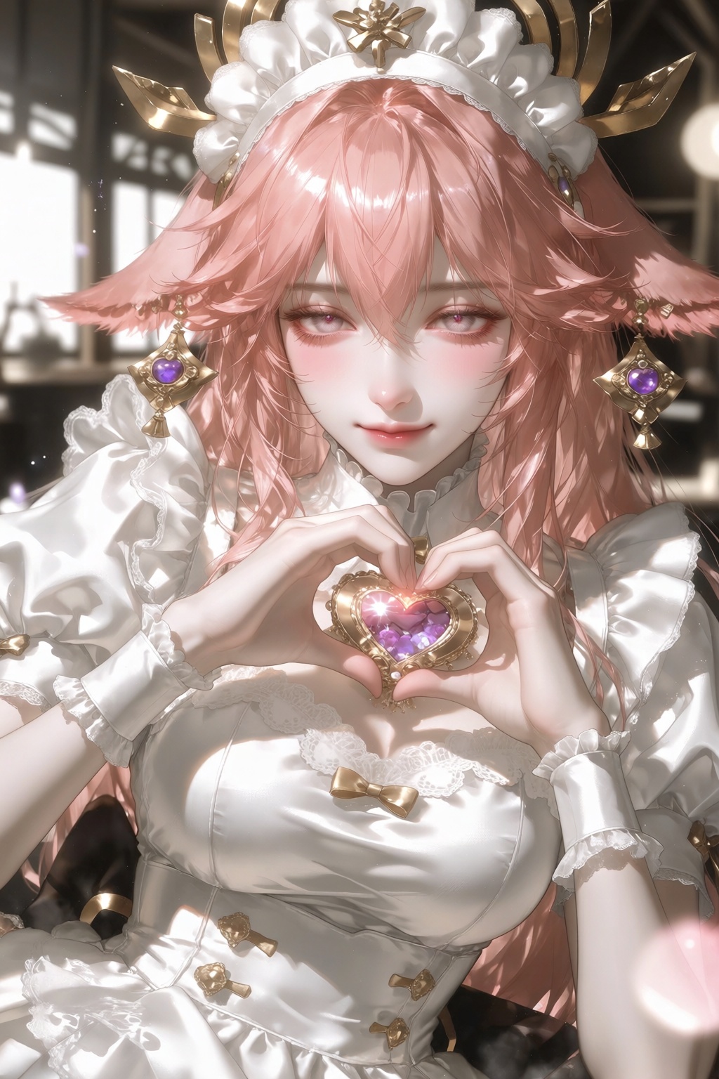 1girl,  heart hands,  yae miko by 月大魔王|The Moonly Demon King on Tensor.Art