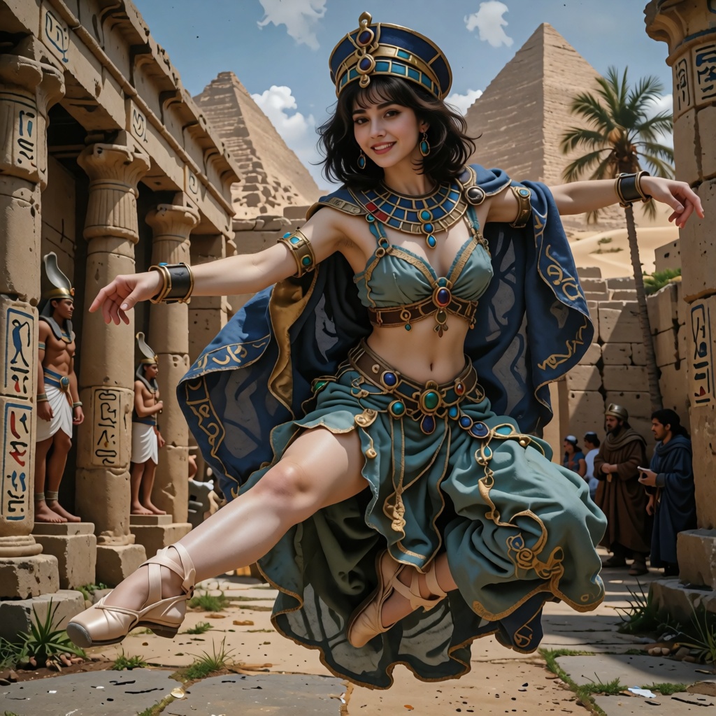 raw realistic cinematic photography,  exceptionally beautiful Cleopatra as the unmistakable dominant main subject,  extrem...