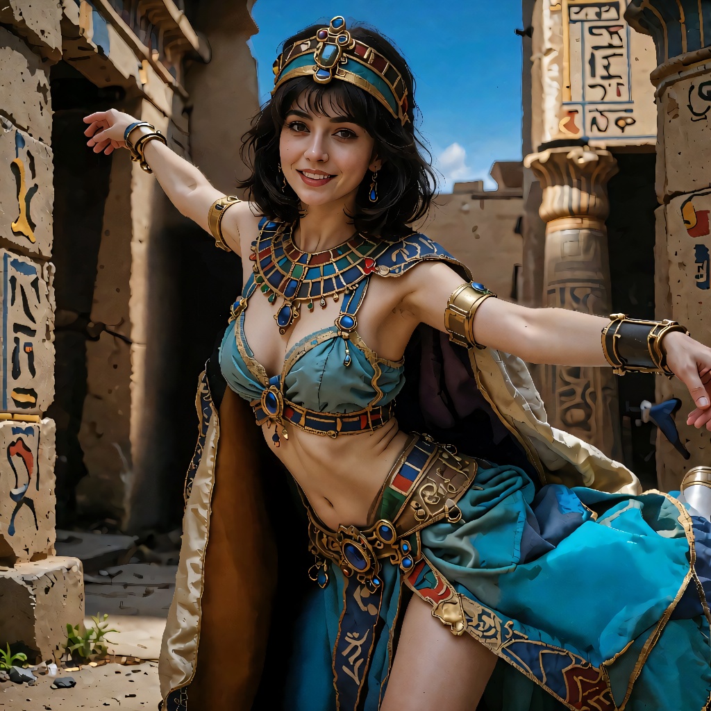 raw realistic cinematic photography,  exceptionally beautiful Cleopatra as the unmistakable dominant main subject,  extrem...