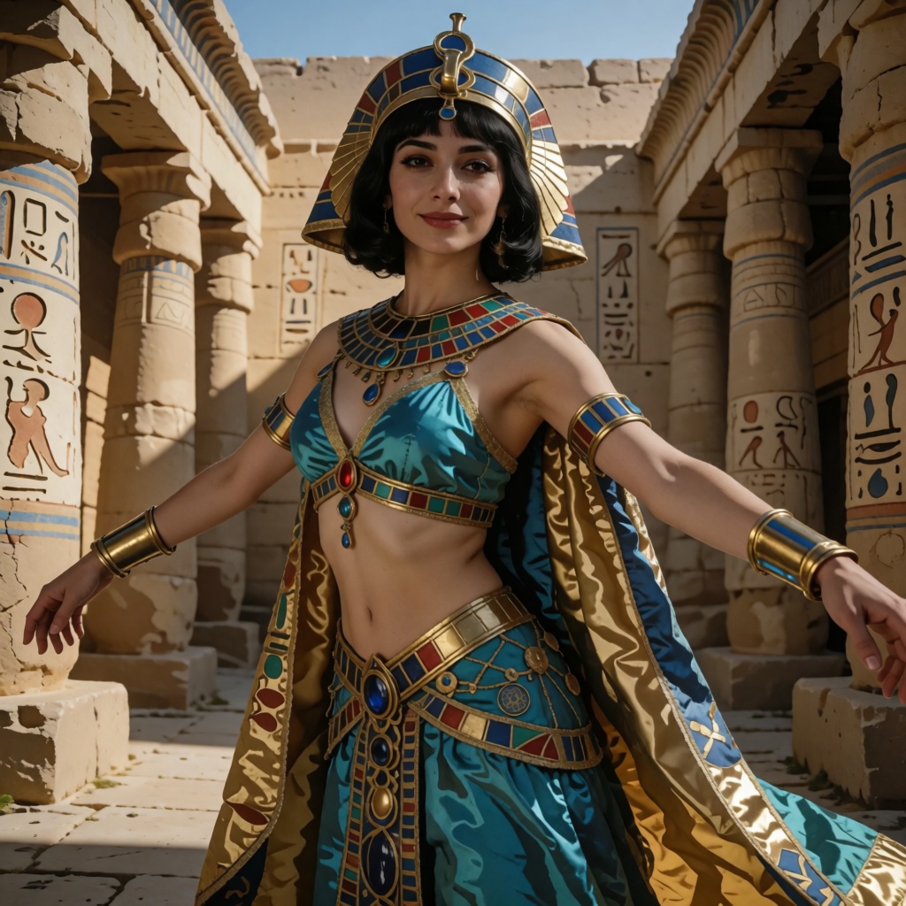 raw realistic cinematic photography,  exceptionally beautiful Cleopatra as the unmistakable dominant main subject,  extrem...