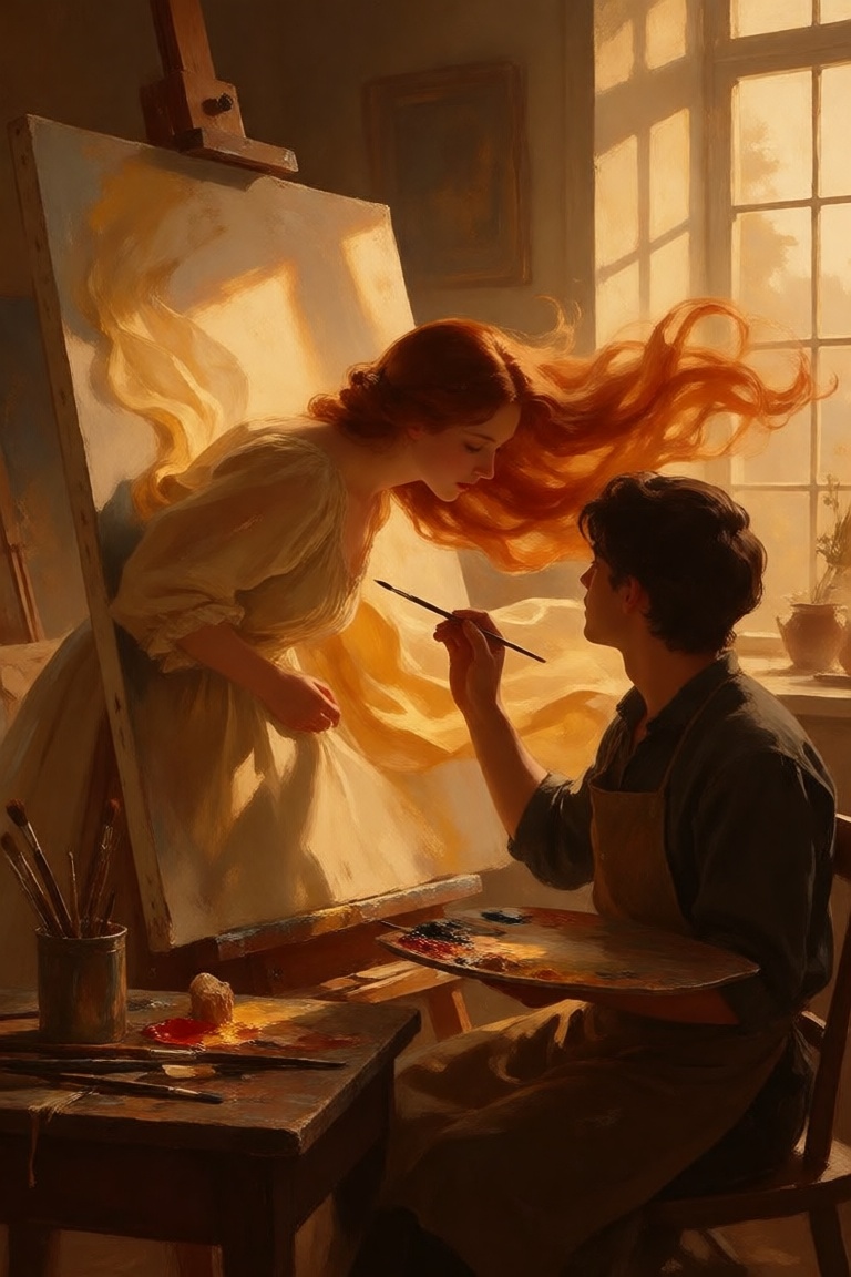 1girl,  1boy,  historical artist studio on Tensor.Art