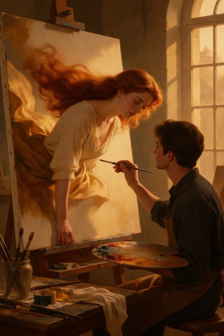 1girl,  1boy,  historical artist studio on Tensor.Art