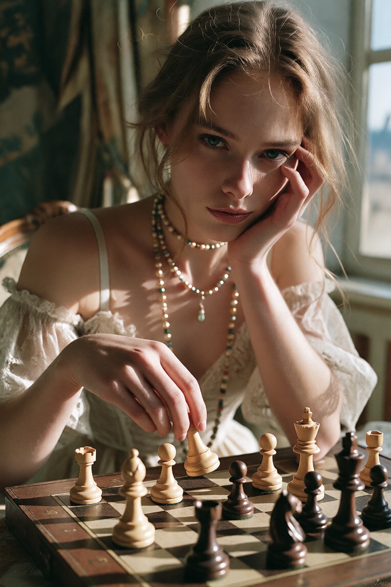 A vivid,  sharp photograph (((35mm film,  National Geographic style))) of a beautiful 26-year-old woman. a sensual victori...