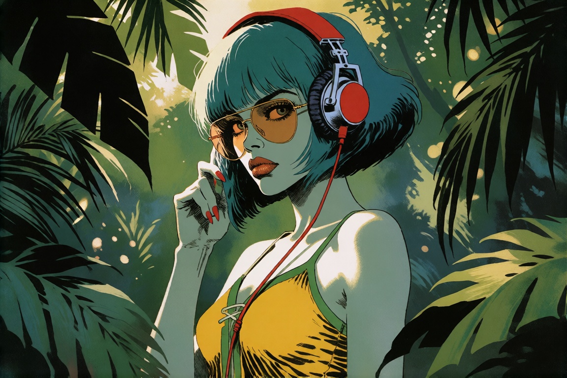 a flat anime illustration in zidiusArt style,  hard directional sunlight,  cold colour grade on Tensor.Art
