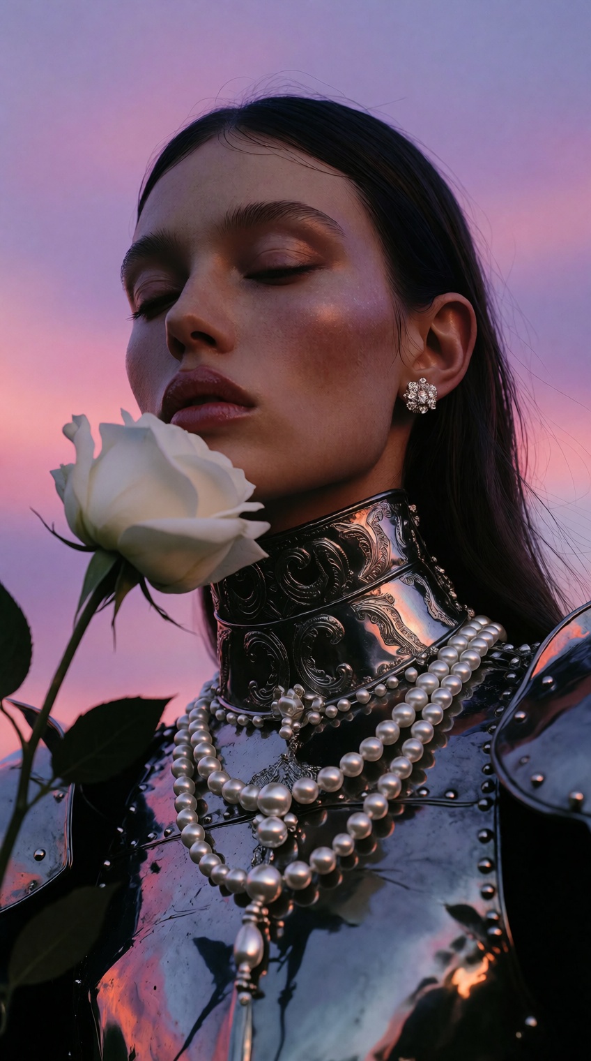 long,  dark hair,  twilight sky on Tensor.Art