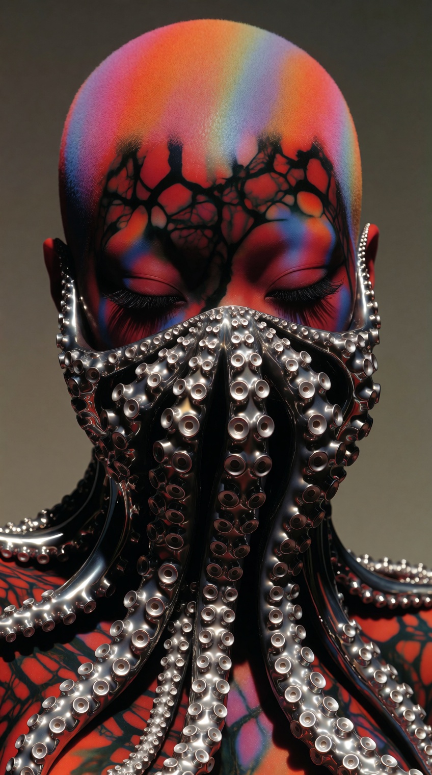 striking close-up,  humanoid figure,  bald head on Tensor.Art