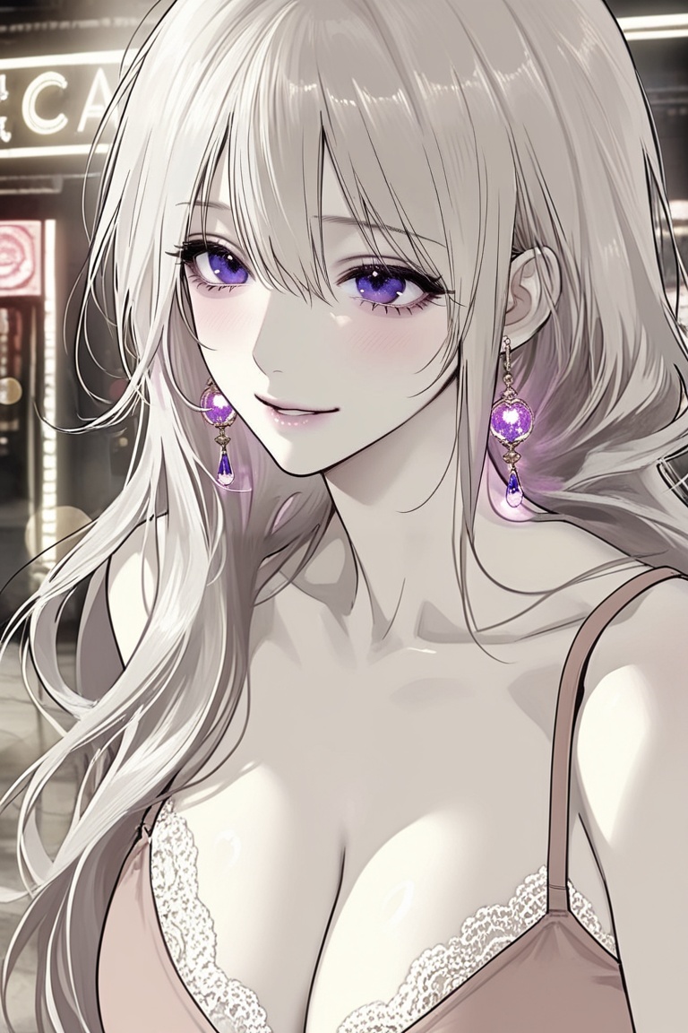 solo,  ,  romantic flowing wavy white hair down to the waist on Tensor.Art